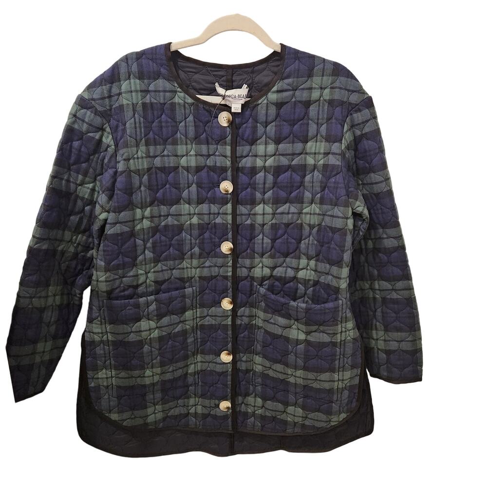 Veronica Beard Oversized Reversible quilted blue barn coat size small